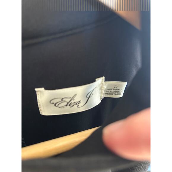 Eliza J Womens Sequin Bow Dress Sz 12 Black Party Cocktail Wedding New Year's - Picture 3 of 6